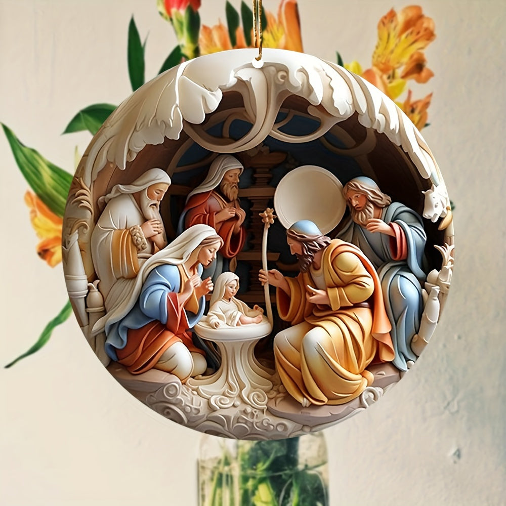 Nativity Christmas Hanging Ornament – Acrylic 3D Effect Holiday Décor