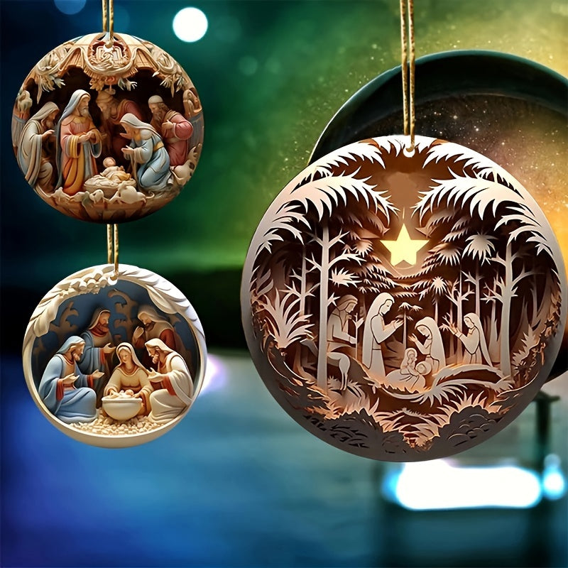 Nativity Christmas Hanging Ornament – Acrylic 3D Effect Holiday Décor