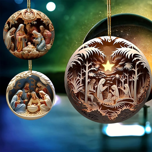 Nativity Christmas Hanging Ornament – Acrylic 3D Effect Holiday Décor