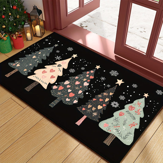 Christmas Tree Welcome Doormat – Non-Slip, Washable Holiday Floor Mat