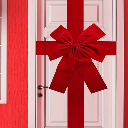 Set of 2 Large Decorative Bows for Door Hanging - Stylish Red Bow for Valentine'S Day, Christmas, New Year, And Celebrations - Ideal for Weddings And Anniversaries - Great Gift, Wreaths for Entrance, Manual Assembly Version