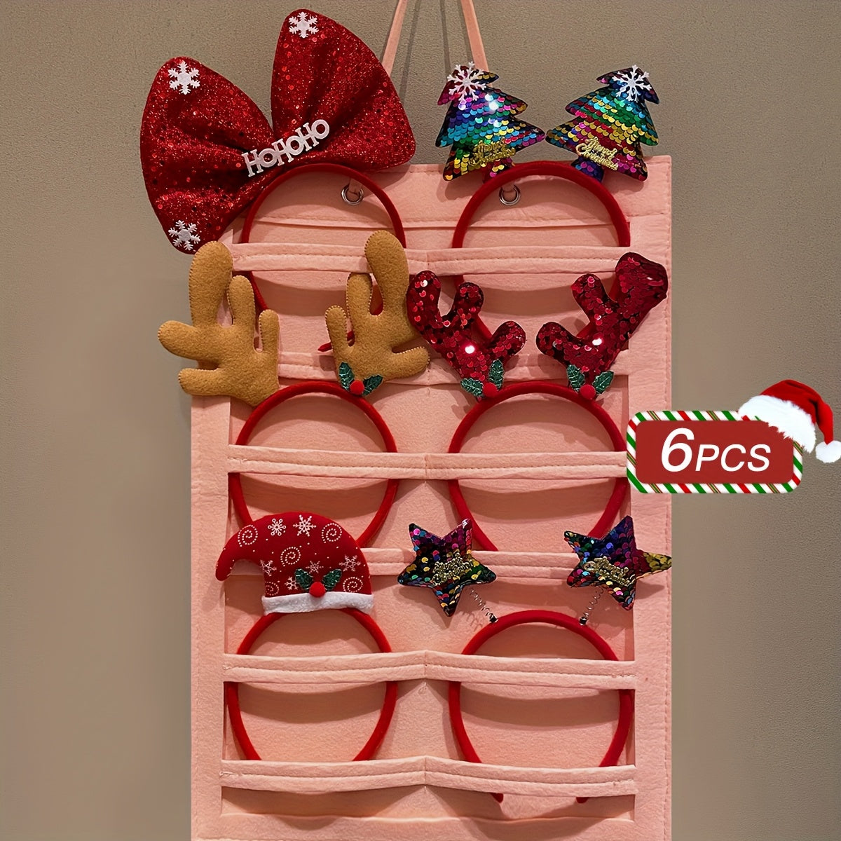 6pcs Women's Fashion Elegant Cute Christmas Hair Accessories, Sparkly Reindeer Antler Bow Headband, Christmas Decor, Party Cosplay, Women's Hair Ornaments, Christmas Gift, Christmas Decorations, Holiday Party Accessories, Spa