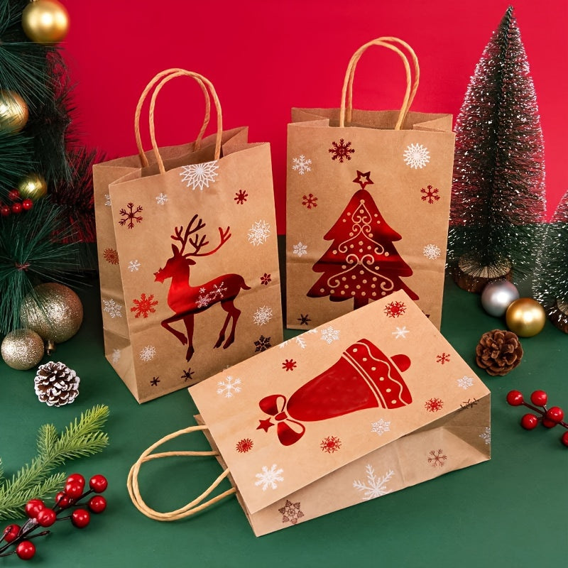 Festive Christmas Paper Gift Bags – Set of 6 Holiday Designsties, and Holidays - Two Sizes Available