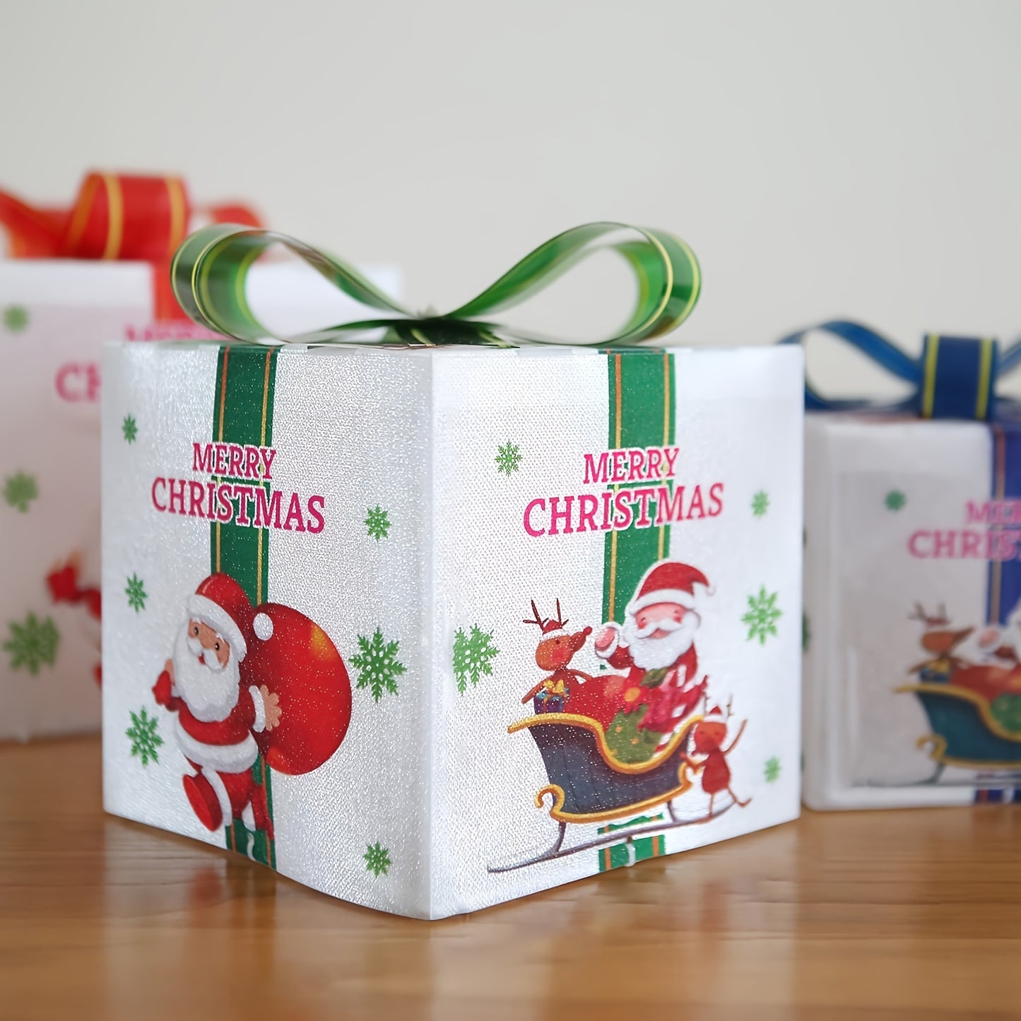 LED Christmas Gift Boxes Set of 3 – Warm White Lighted Holiday Décor for Indoor & Outdoor Use