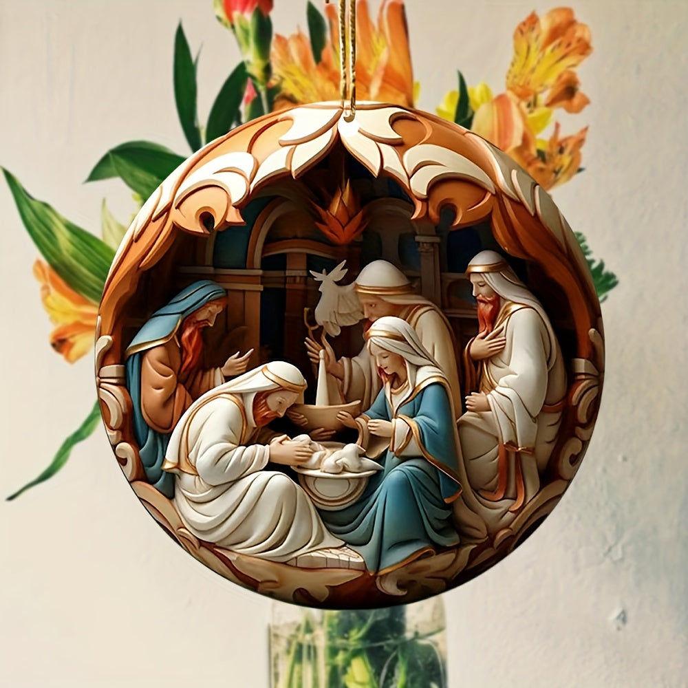 Nativity Christmas Hanging Ornament – Acrylic 3D Effect Holiday Décor