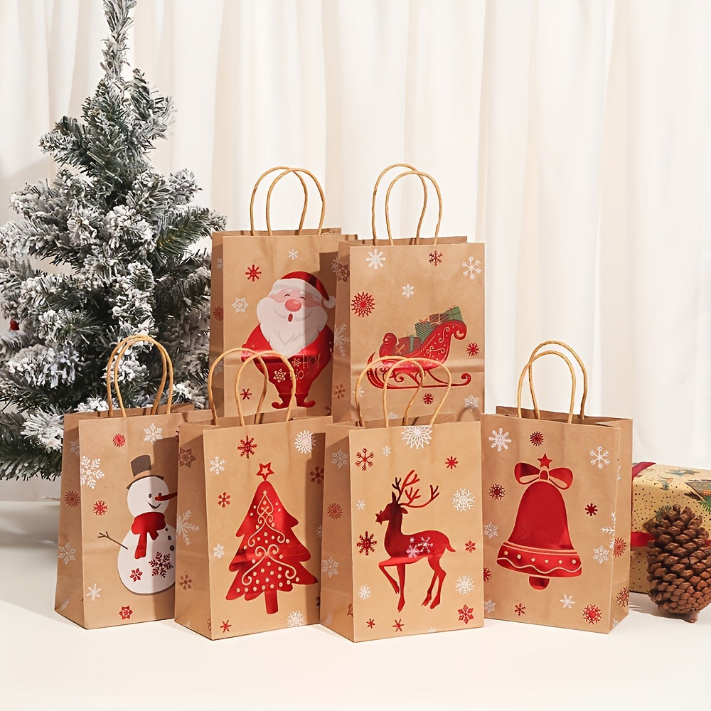 Festive Christmas Paper Gift Bags – Set of 6 Holiday Designsties, and Holidays - Two Sizes Available