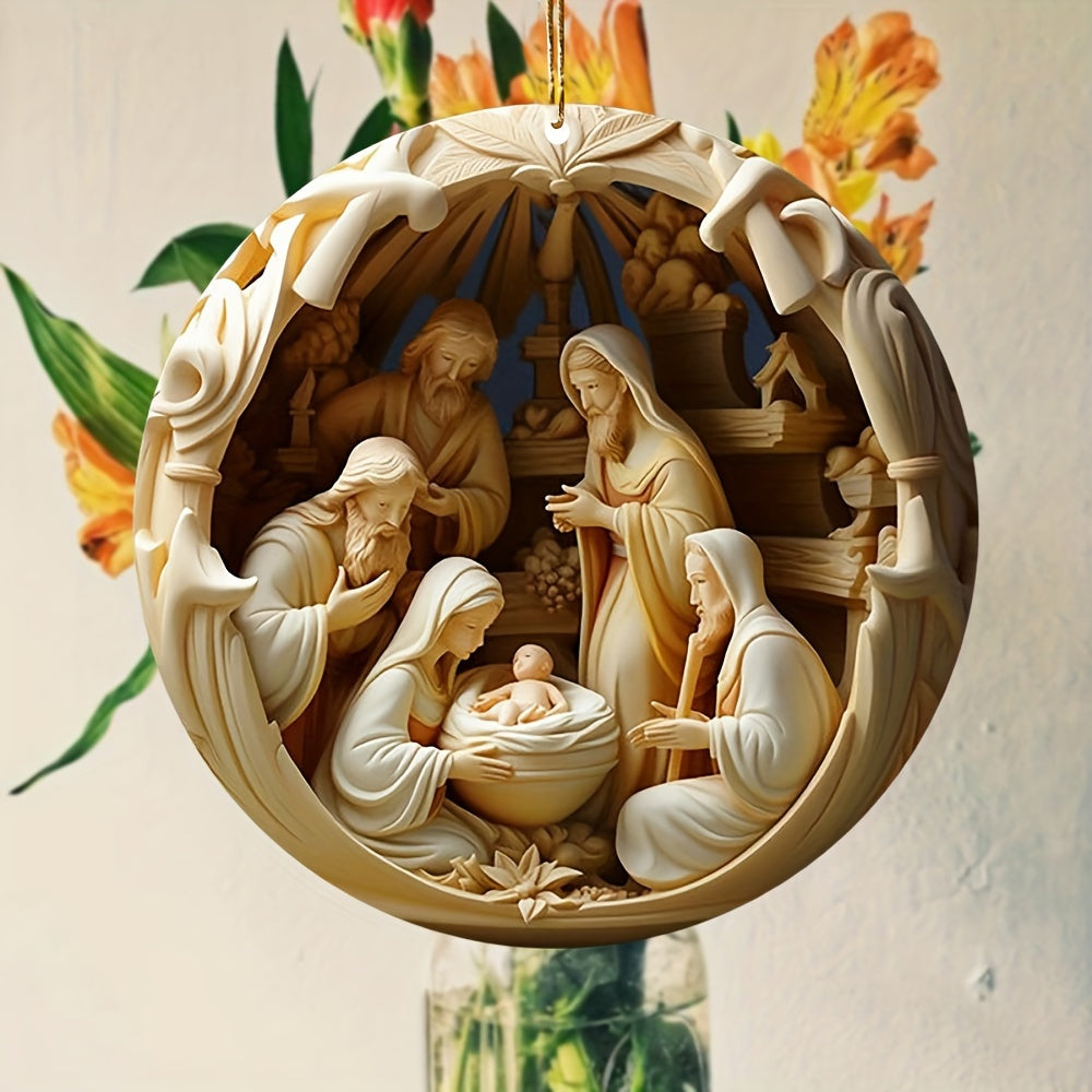 Nativity Christmas Hanging Ornament – Acrylic 3D Effect Holiday Décor