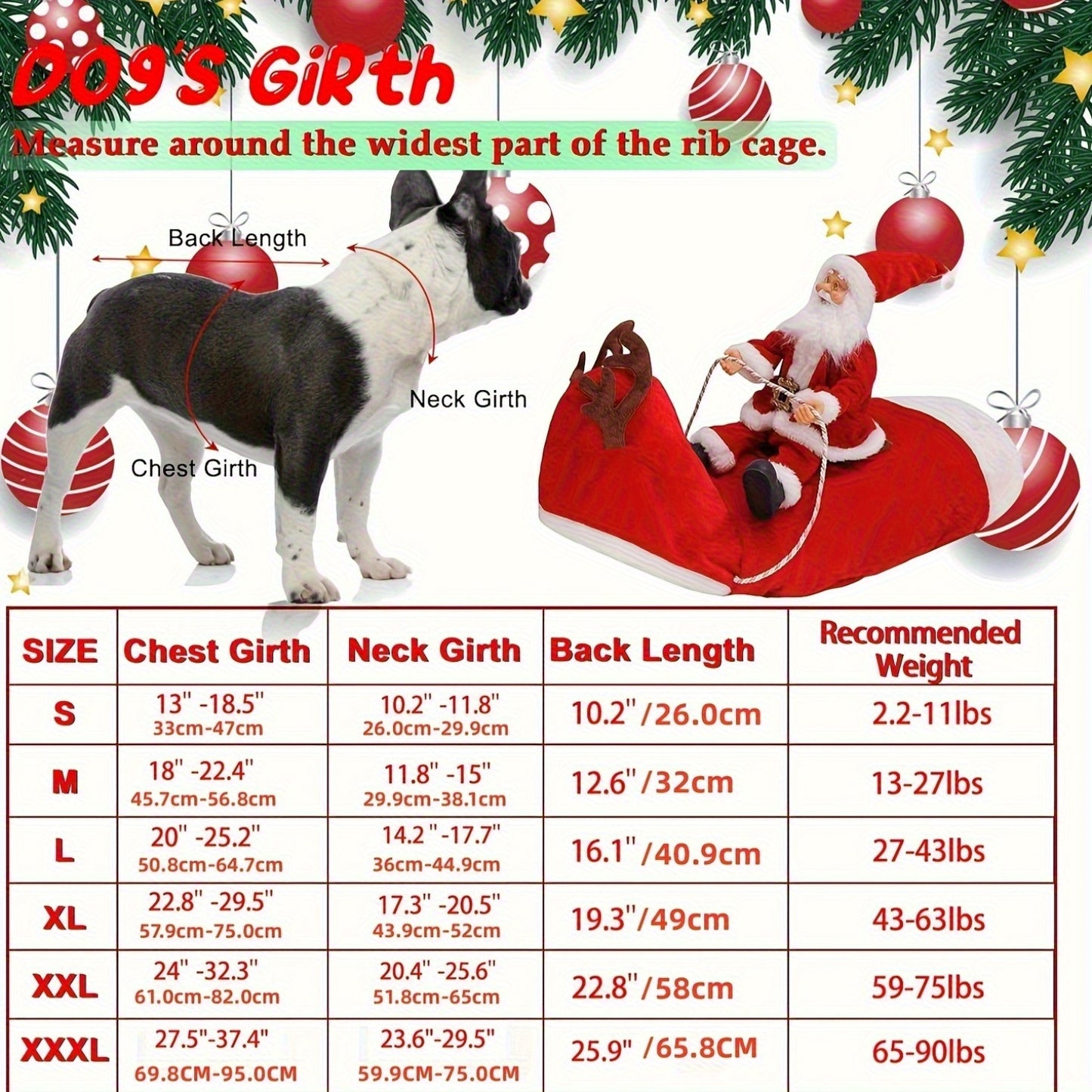 Dog & Cat Christmas Costume - Santa Claus Riding Hooded Coat with Plaid Winter Outfit, Magic Tape Closure, Soft Xmas Dog Clothes for Medium Dogs & Cats, Holiday Party Attire & Pet Photo Shoots