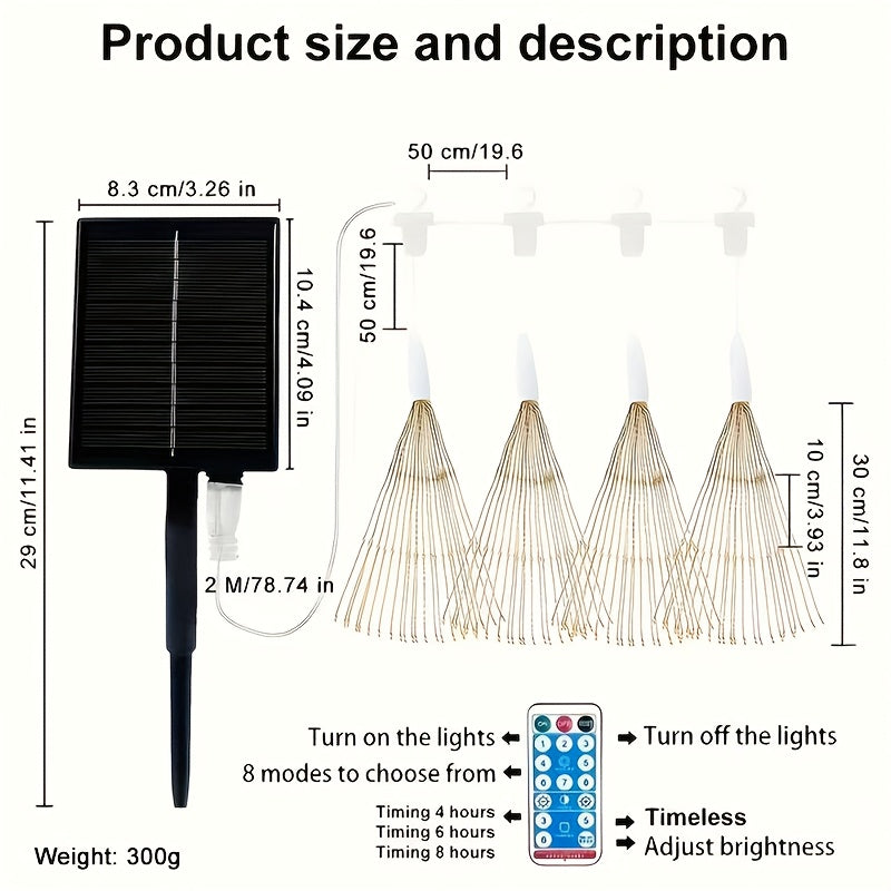 4/5pcs Hanging Solar Powered Outdoor Firework Lights, 240/360/450 LED Sparkling Starburst Sphere Lights, Warm White/Multicolor/White, 8 Modes Copper Wire Fairy Lights For Patio, Umbrella, Eave, Garden, Tree, Tent, Christmas,