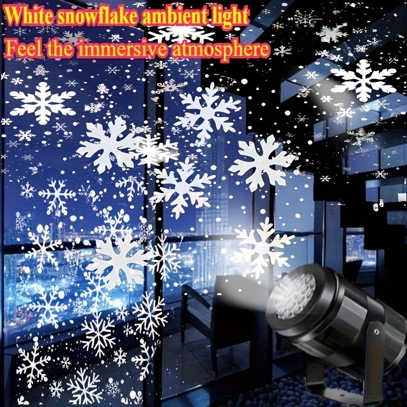 LED Snowflake Projector Light – USB Powered Rotating Christmas Snowflake Light
