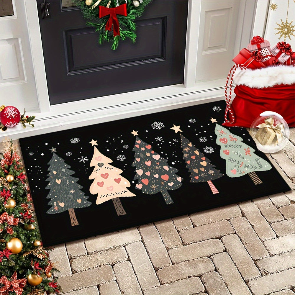 Christmas Tree Welcome Doormat – Non-Slip, Washable Holiday Floor Mat