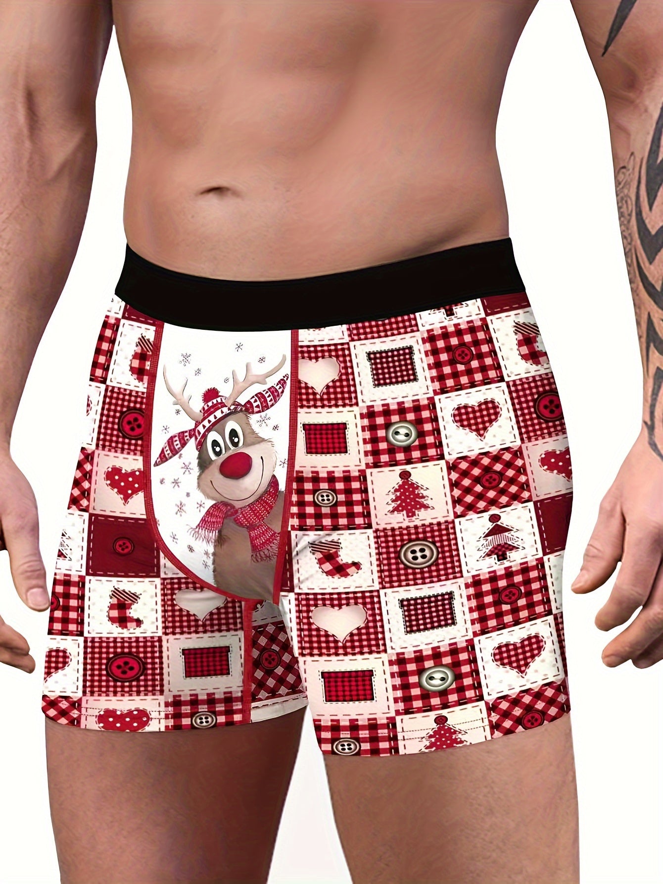 Men’s Christmas Reindeer Boxer Briefs – Festive Holiday Underwear